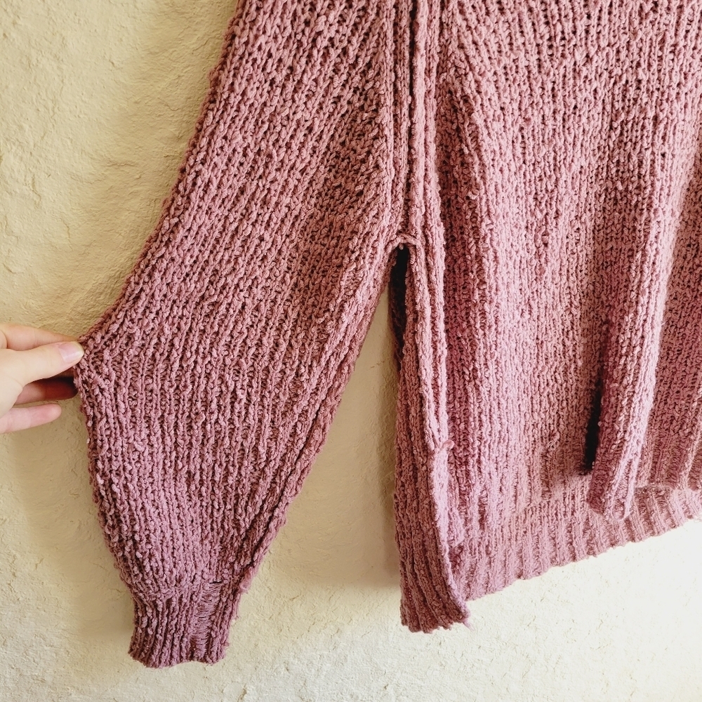 Umgee Mauve Pink Knit Oversized Sweater Side Split Small - Picture 6 of 14